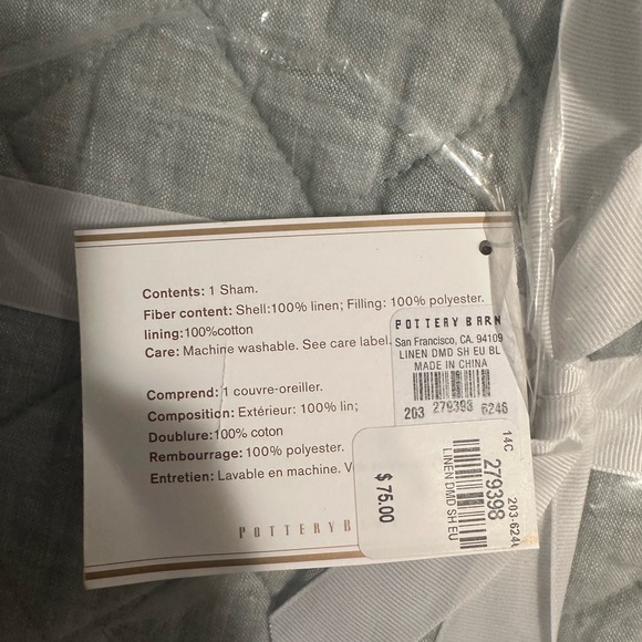Pottery Barn Belgian Flax Linen Diamond Quilted Shams Two - Picture 5 of 5